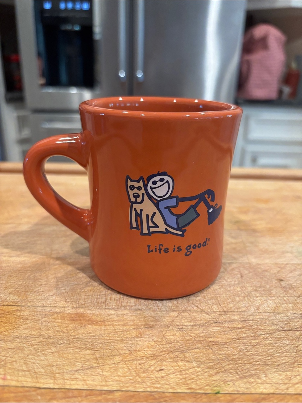 Life Is Good Burnt Orange Coffee Mug - Jake and Rocket Dinner Style Mug - 10 oz